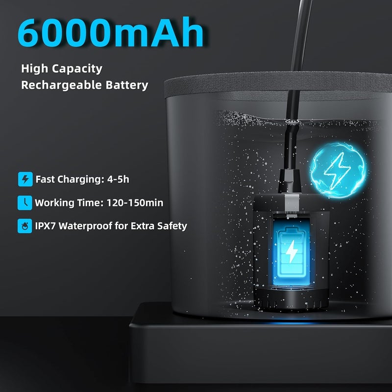 MORIKO Portable Camping Shower, 6000mAh Rechargeable Shower Pump, Filtered Shower Head & 5 Gallons Foldable Bucket, Outdoor Shower for Hiking Beach, Travel, Pet Bath, Car Washing, Surf & Boat Cleaning - Image 2